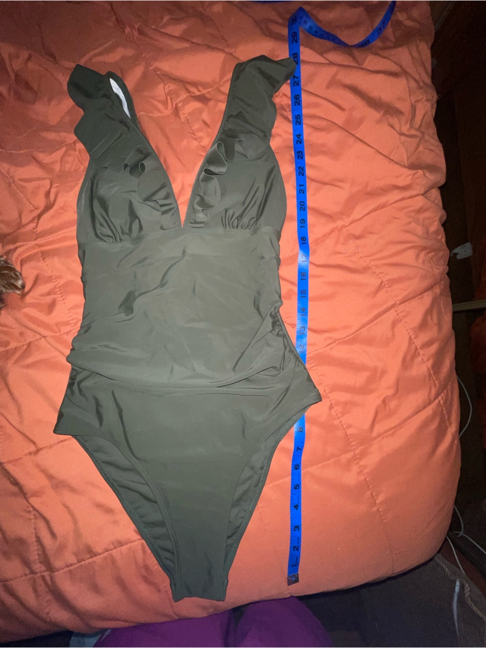Women’s Olive Green One-Shoulder Swim Suit